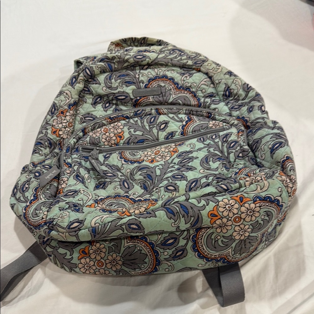 Vera Bradley Paisley Floral Backpack in Mint and Gray